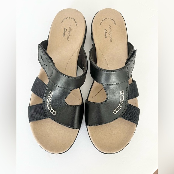 NEW Clarks Leisa Emily leather slip on sandals black 9 - Picture 10 of 12